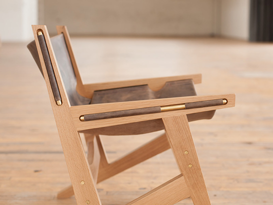Phloem Studio, Oregon, Ben Klebba, Peninsula Chair, sling chair, leather, wood, Matt Pierce