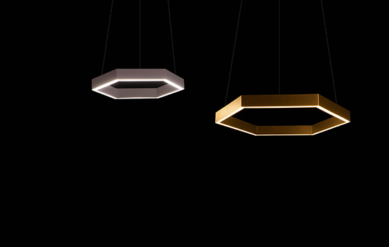 Design Shanghai 2014 ,Resident Studio, New Zealand, luxury, lighting, geometric, LED, Hex 750 Brass pendant,