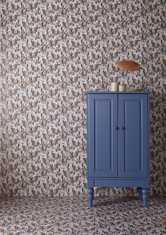 Feathers- This design was inspired by the designer's interpretation of British pattern as a mix of 'British Heritage', period styles, craftsmanship, and the rural environment.