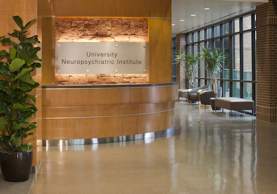Interior and Exterior Views of the University Neuropsychiatric Hospital.
