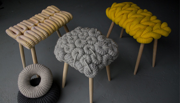 Comfy Knit Stools? for Fall by Claire-Anne O’Brien