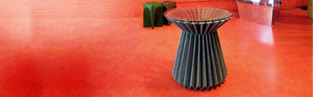 Folded Felt Table and Lamp by Li-Rong Liao