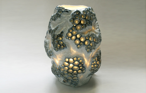 Black Fringed Porcelain Luminary by Andrew DeWitt