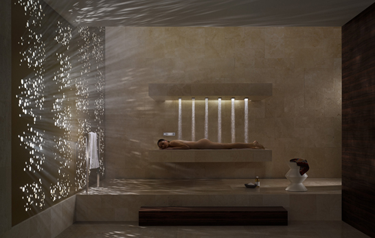 Sieger Design, Dornbracht, shower, horizontal shower, bathroom, fittings,