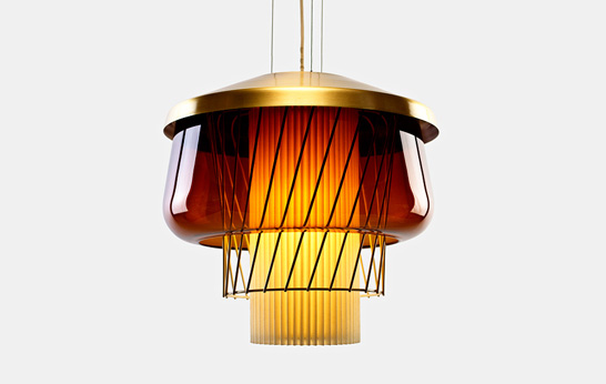 pendant lamp, Roll and Hill, Jonah Takagi, steel, glass, wire, Silk Road, American design, New York