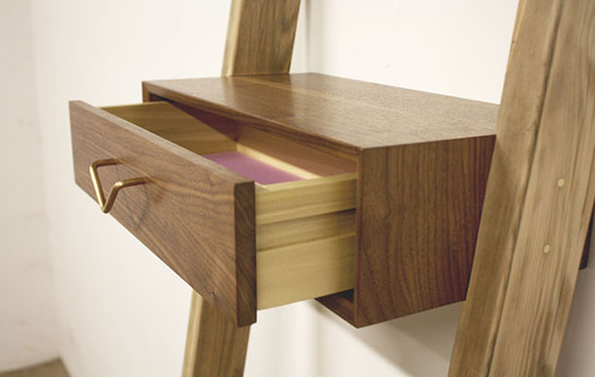 salvaged wood, Volk Furniture, Brian Volk-Zimmerman, Reclaim NYC, New York, Hurricane Sandy, storage, walnut box drawer,