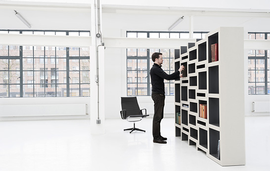 shelving, Reiner de Jong, architecture and design, storage, bookcase, bookshelf, Dutch design, modular, extendable bookcase,