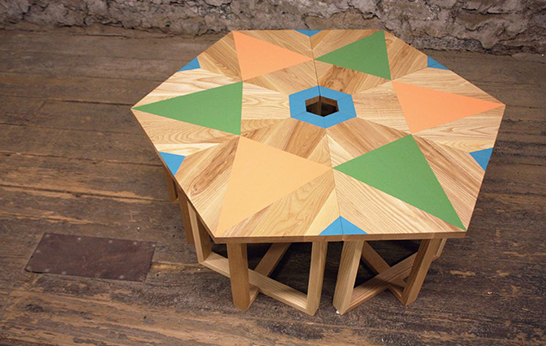 Geometric Tables, Ash Credenza with Storage Unit, Oak Side Table, VOLK