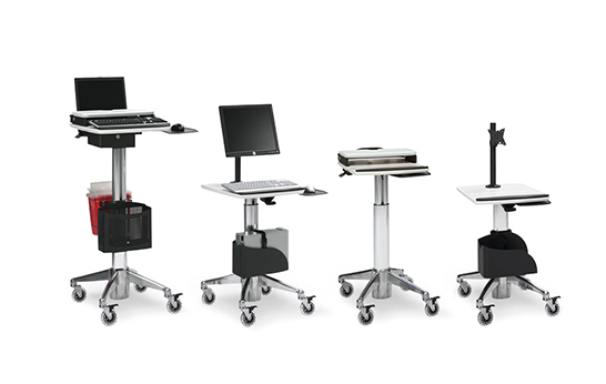 mobile workstation, flexible desking, mobile technology carts, Herman Miller, Nurture by Steelcase, ergoCentric, Stanley InnerSpace, technology cart, Humanscale Healthcare,