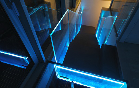 railing, balustrade, LED, glowing, staircase, Lumina, Faraone, Massimo Iosa Ghini