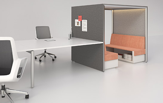 collaborative, working, office, seating, desks, privacy seating, collaborative space, Jux, OFS, Contract,