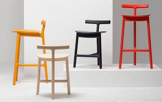 stool, Radice, Mattiazzi, Industrial Facility, 2013, three-legged stool, seating, bar stool, contract, hospitality, wood, timber, stained wood, Sam Hecht,