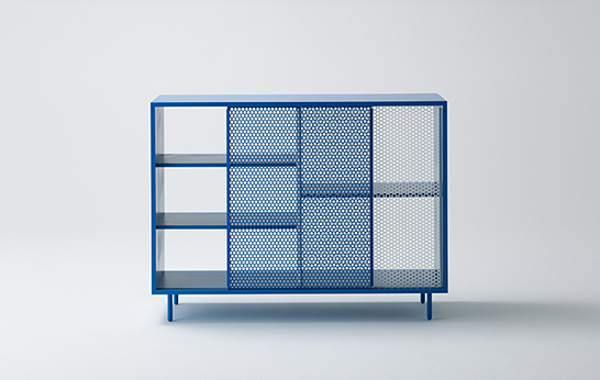 Snowscape cabinet, Tamaki Design Studio, storage, shelving, mesh, sliding doors, pattern,