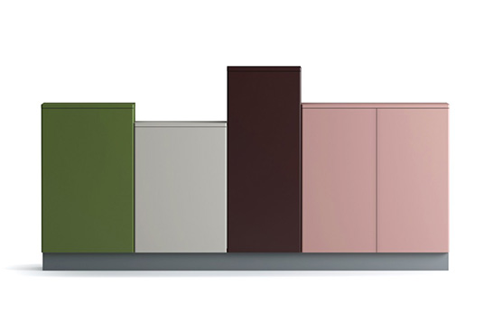 Row of, Daniel Svahn, Mitab, cabinet, color, contemporary, storage cabinet, office furniture, casegoods,