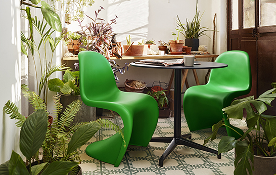 outdoor furniture, spring 2015, green, summer, chairs, seating, Verner Panton, Vitra, Panton chair, color,