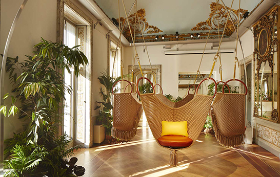 swing seat, hanging seat, suspended seating, outdoor, chair, indoor, furniture, trend, Salone del Mobile 2015,
