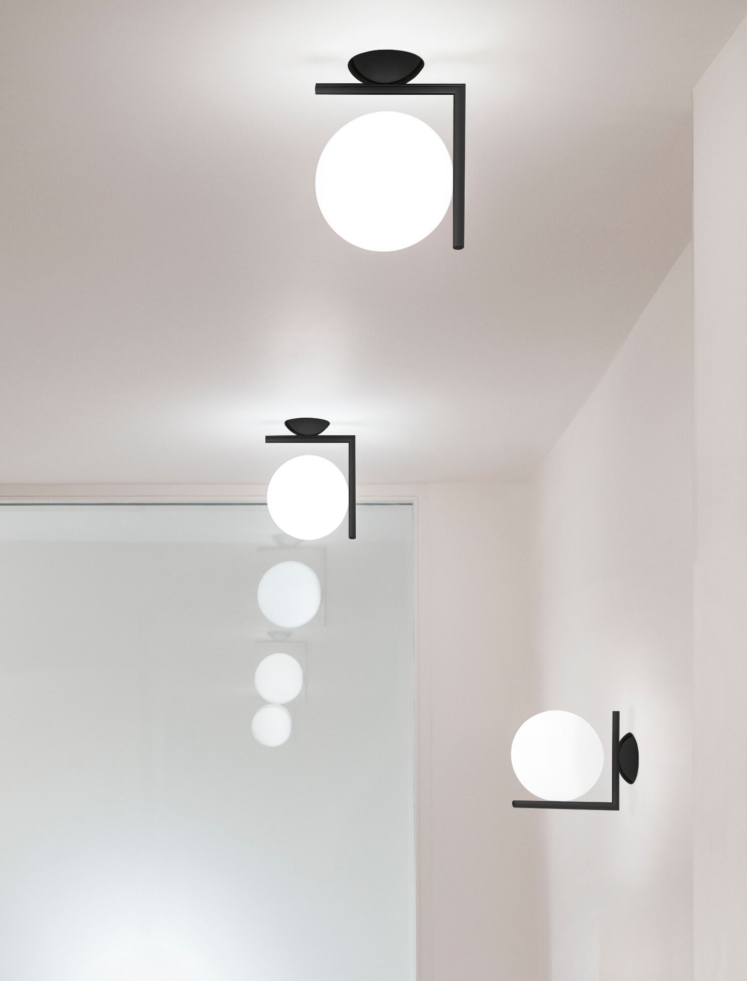Six Flos IC lights ceiling and wall mounted