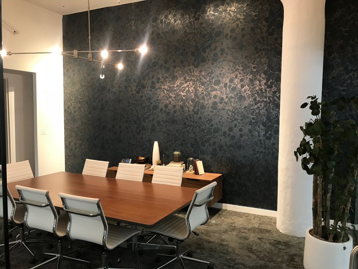 Innovations Immersion wallcovering blue installed in office