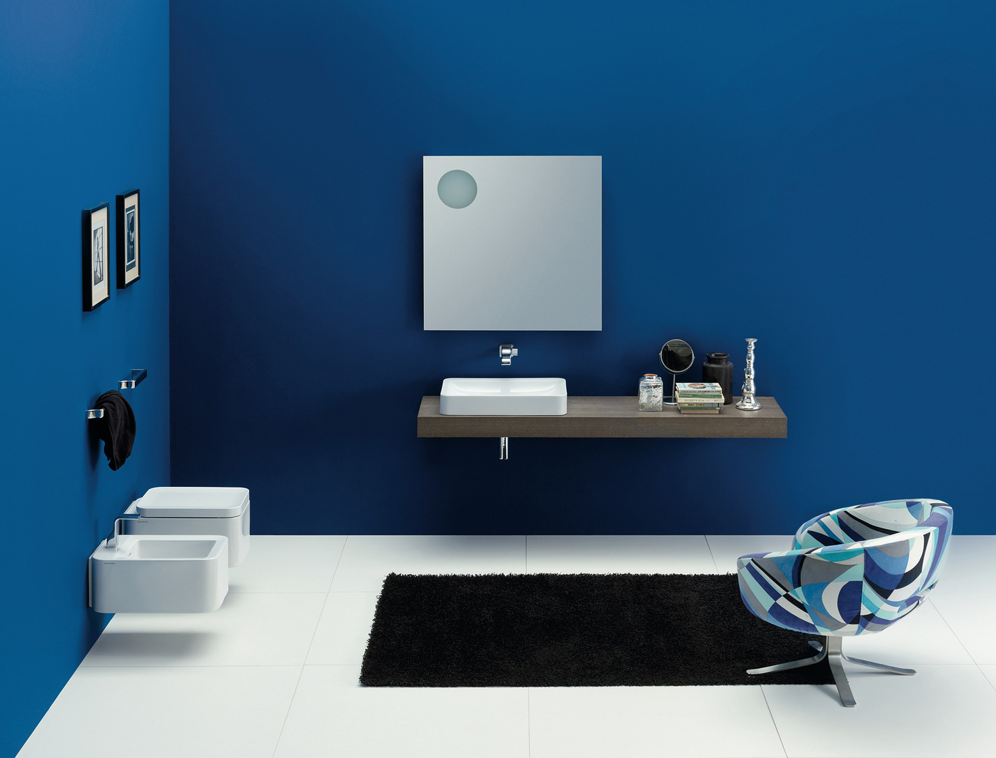 Patrick Norguet Nile Bath Collection for Flaminia vanity, basin, bidet, and toilet in white