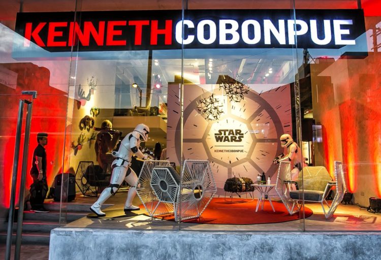 window of Kenneth Cobonpue's Manila with Star Wars Line of woven furniture showroom
