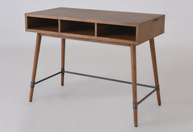 simple midcentury-style desk in solid mahogany