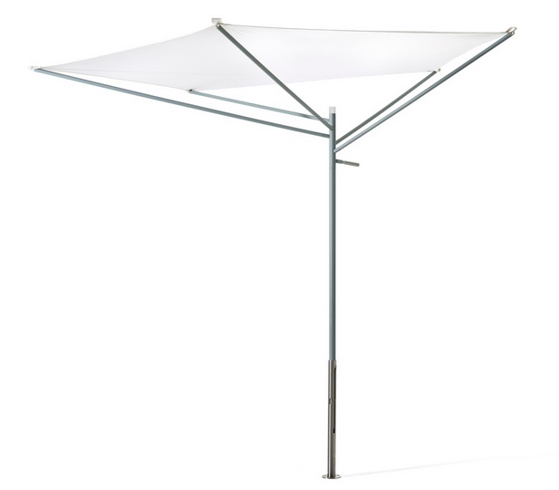 white outdoor umbrella with steel frame
