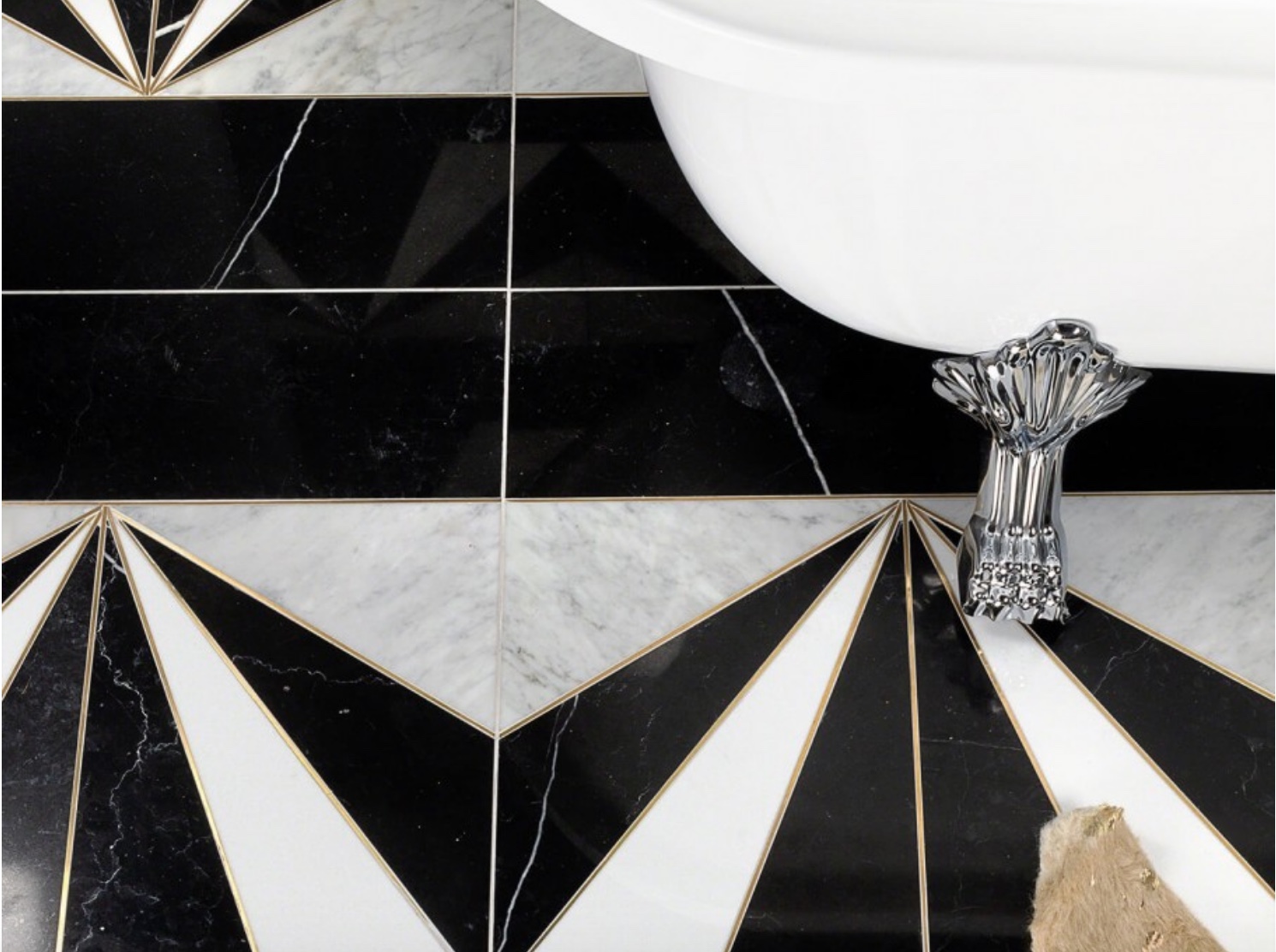 Art Deco Collection of Marble Tile detail of bathroom floor 
