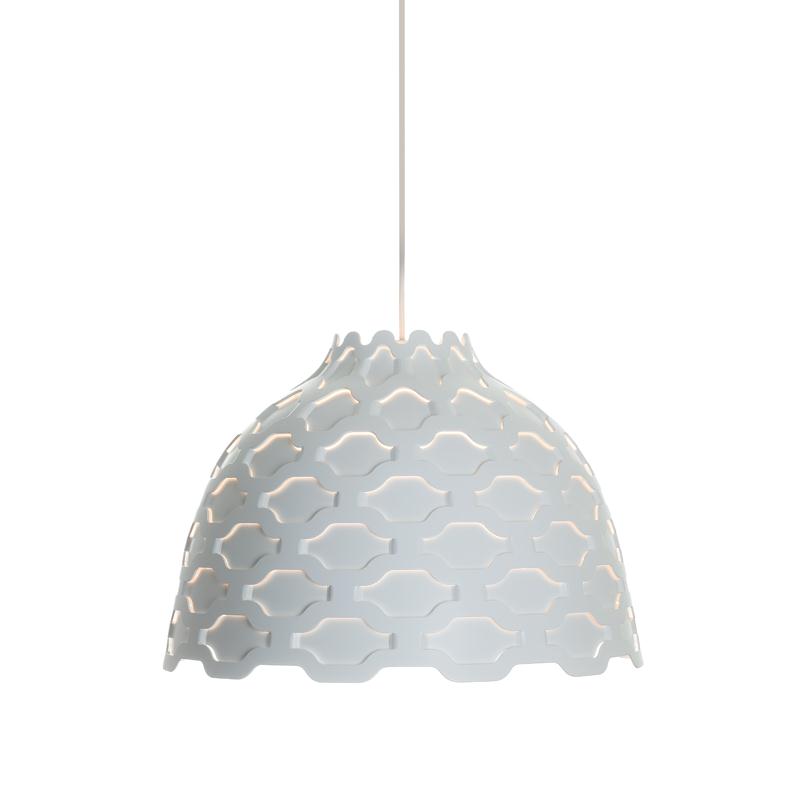 white pendant lamp with lace-like shade