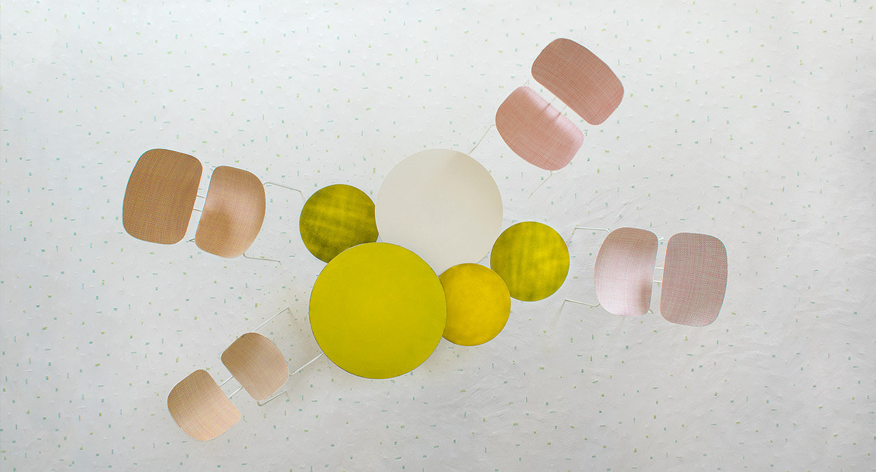 Paola Lenti Lido Collection overhead view yellow, pink, white