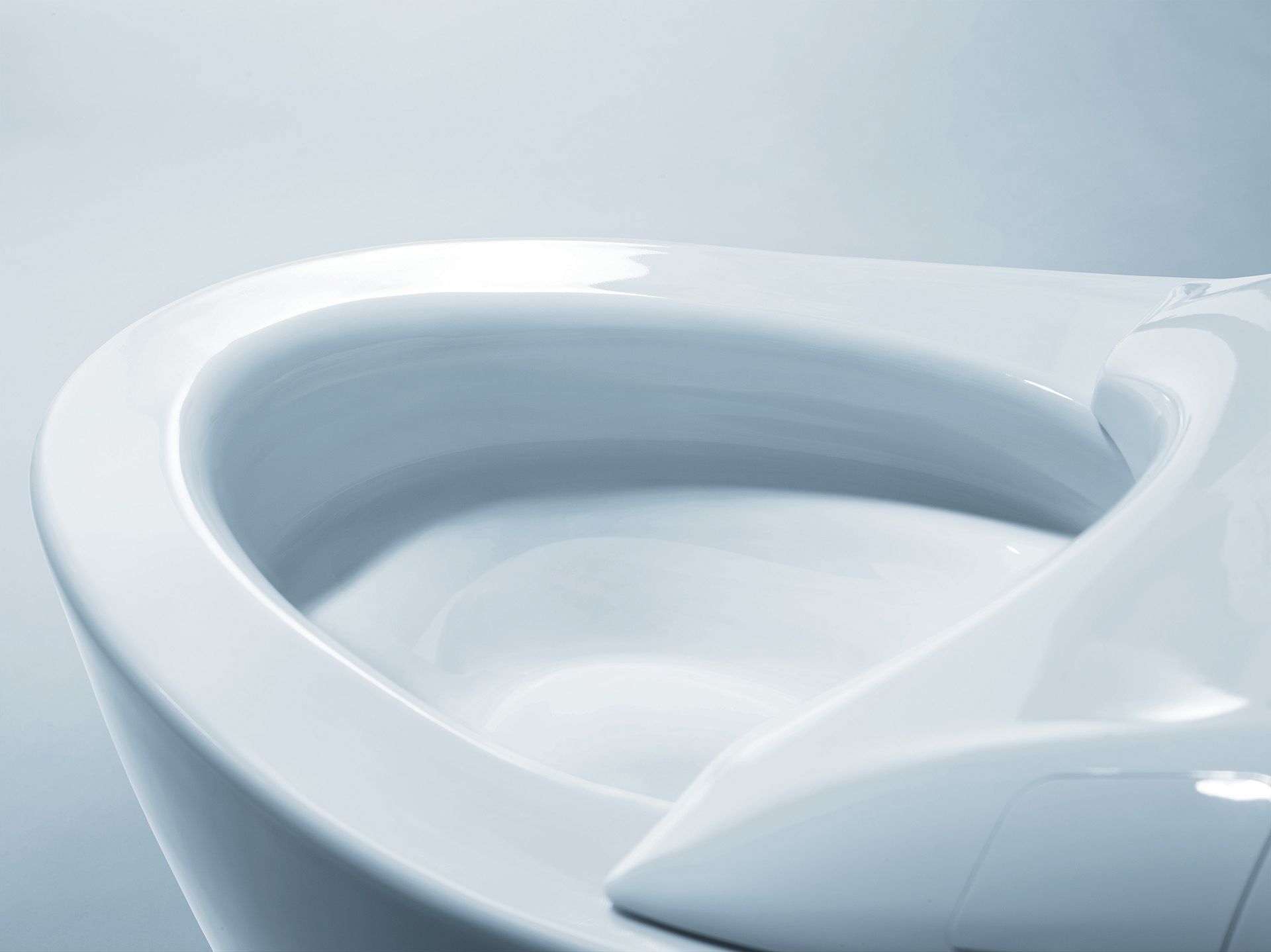 detail view of modern toilet interior bowl and seat