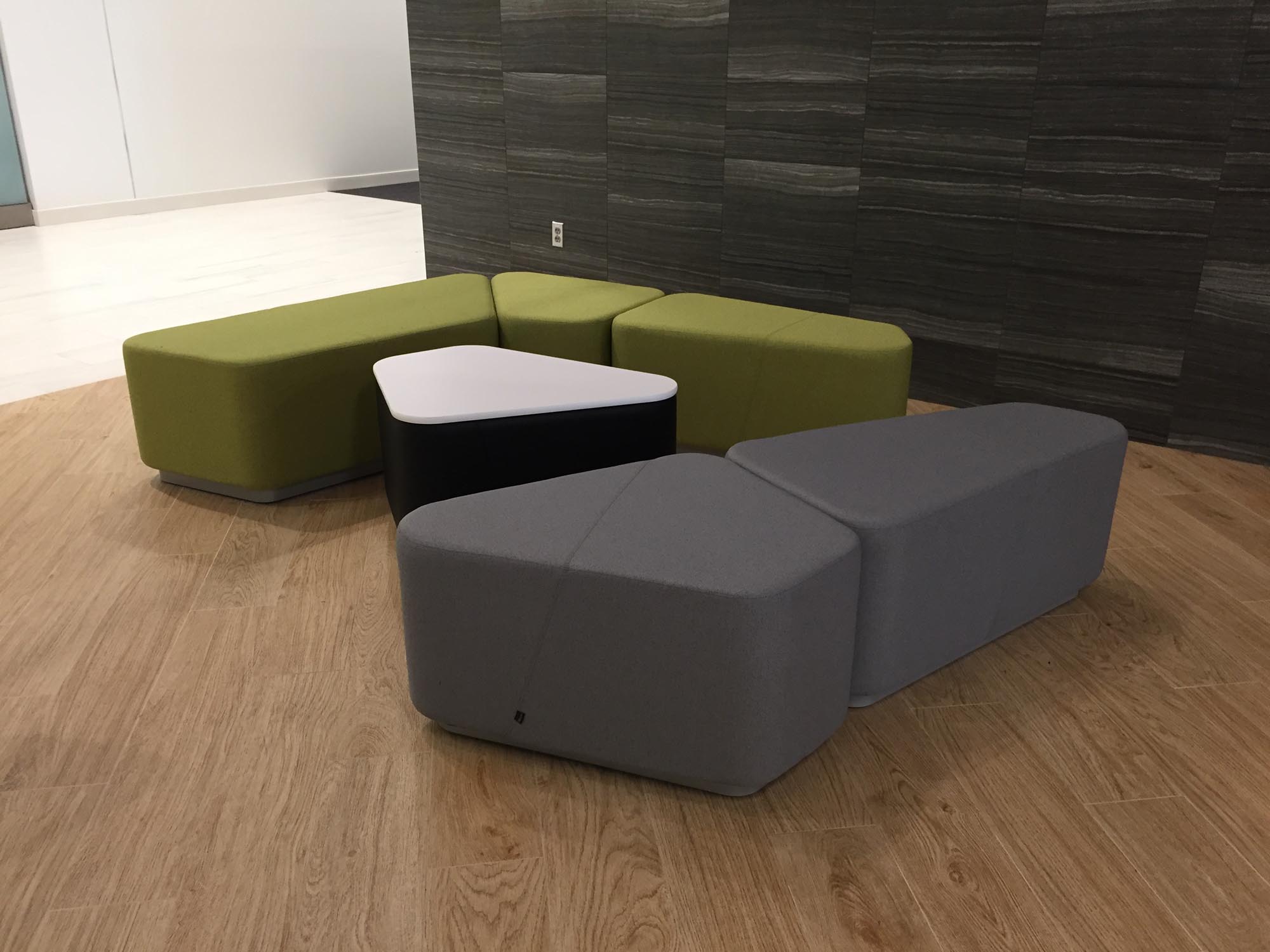 Bouty's Modular Lounge gray and green multiple modules