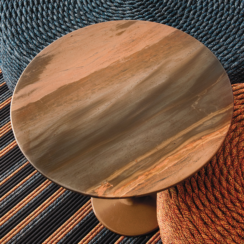 Brazilian Natural Stone circular table top in copper