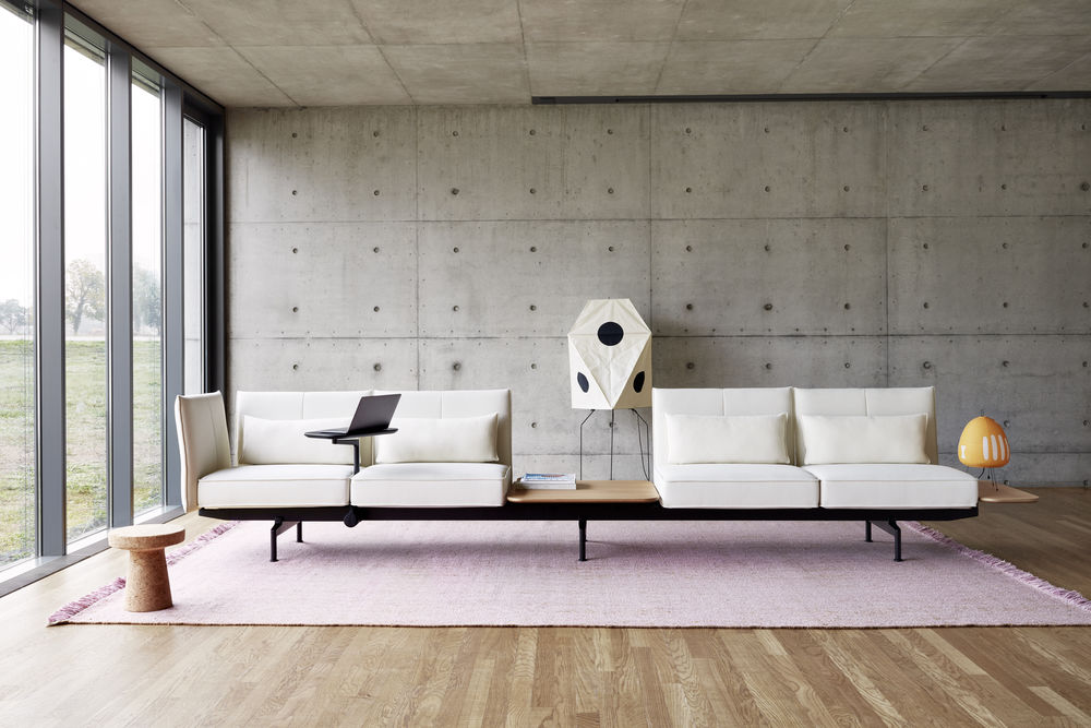 Vitra Soft Work entire sofa white with pink rug