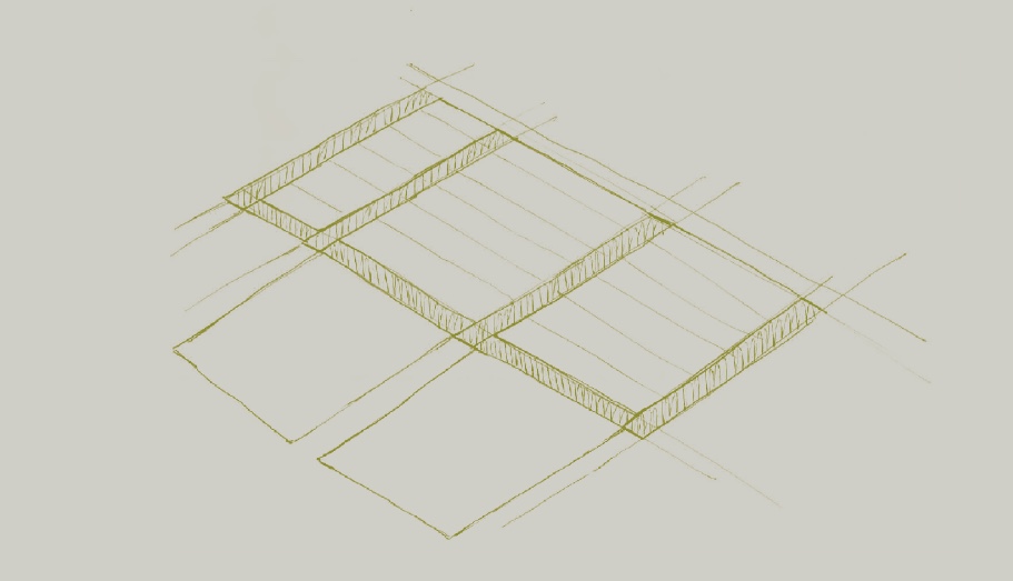 hand-drawn image of flooring with grid pattern