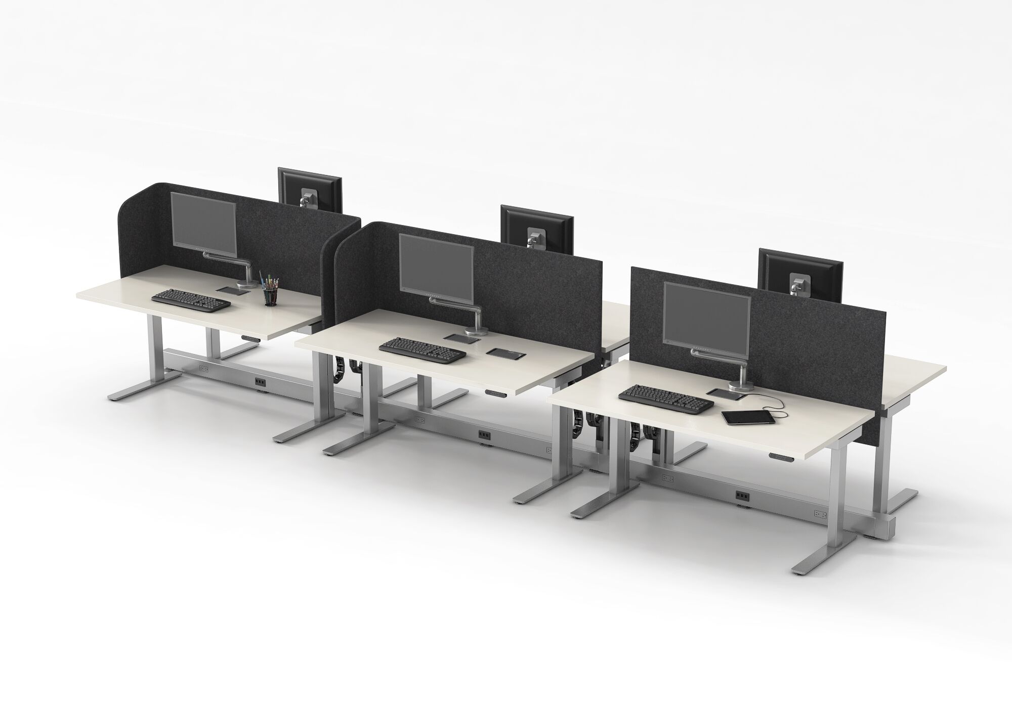 Allsteel Altitude A8 three workstations side by side