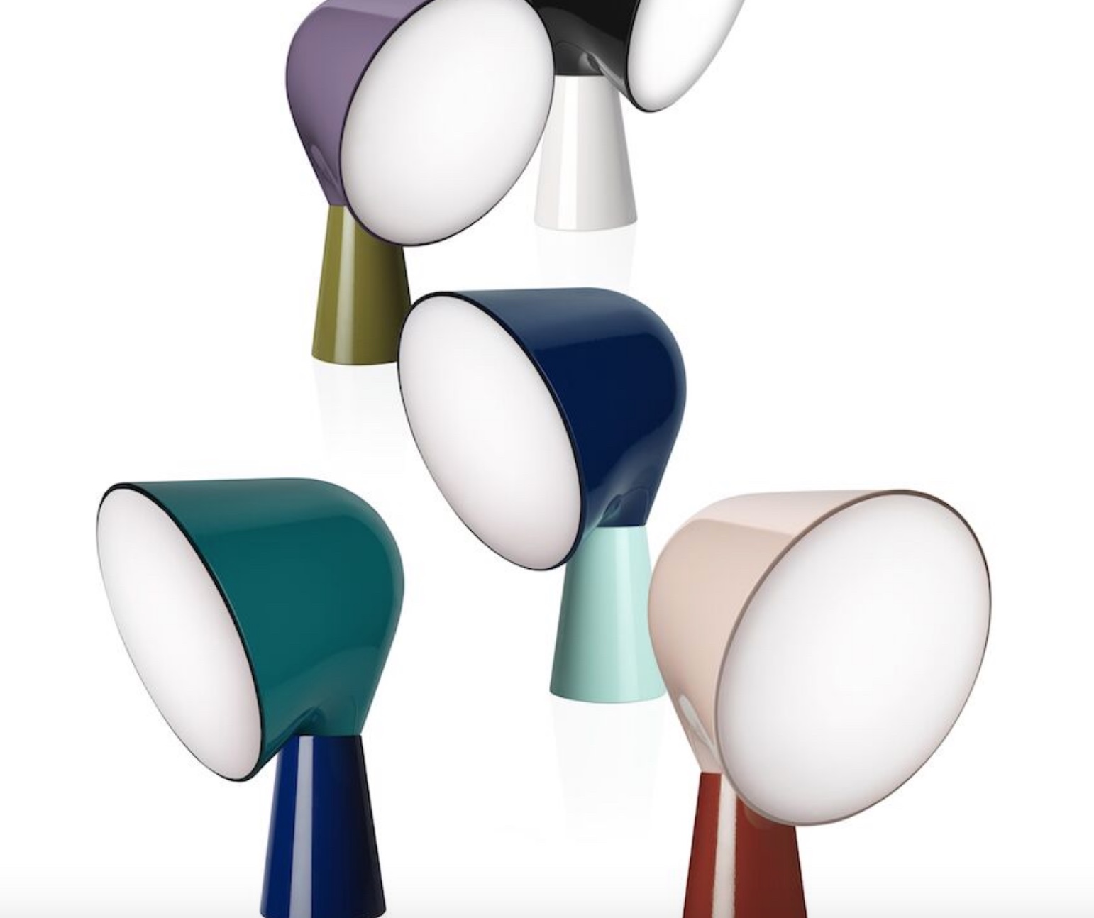 Foscarini Be/Colour collection four Binic lights in various colors