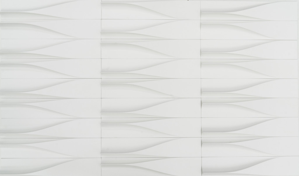 white 3D wall tile with futuristic pattern
