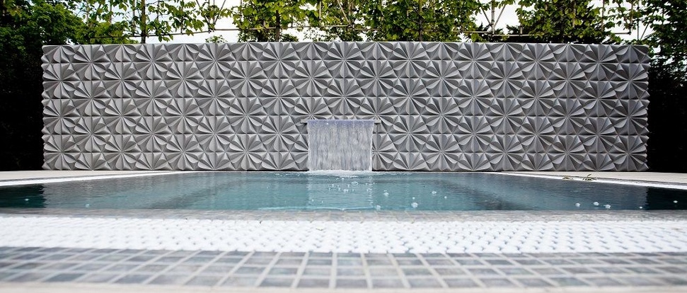 3D floral wall tile with pool 