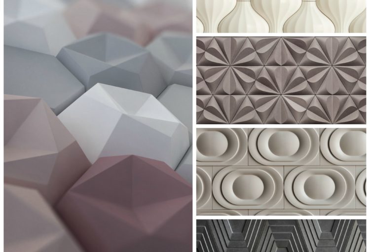 3D cement tile in geometric patterns