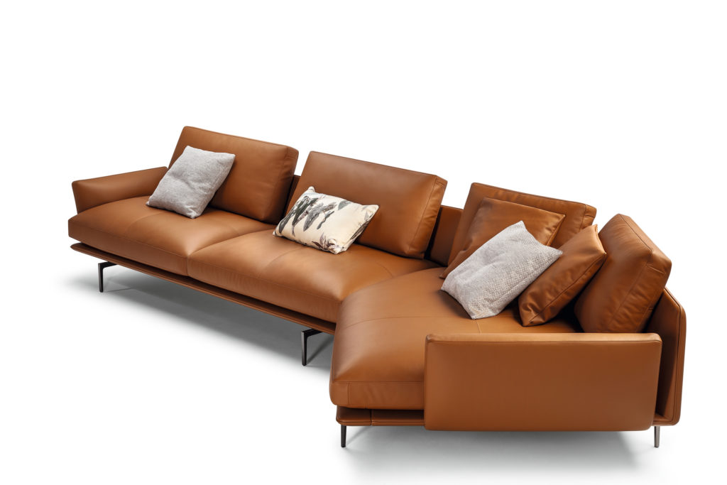 Poltrona Frau Get Back Sofa with large square-shaped modular addition