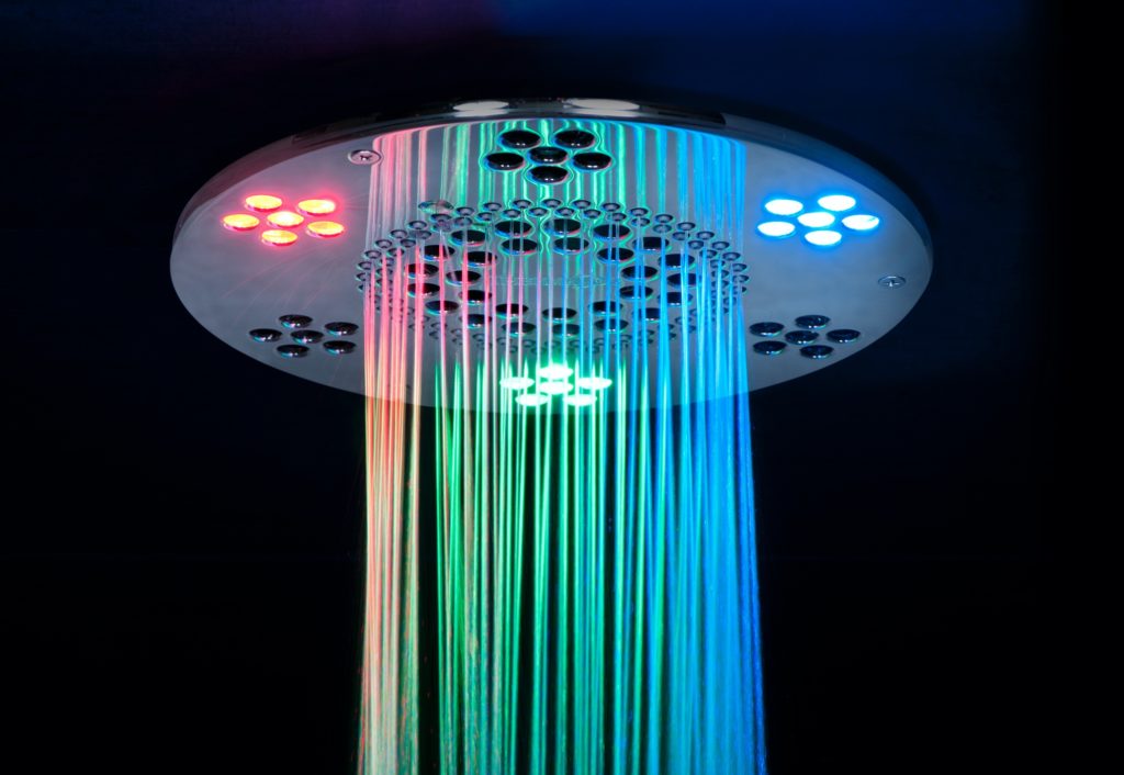 ThermaSol Serenity Showerhead close-up with lights