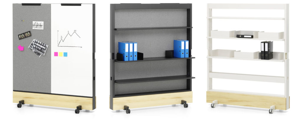 Vitra's Dancing Wall three versions open and closed shelves and partition