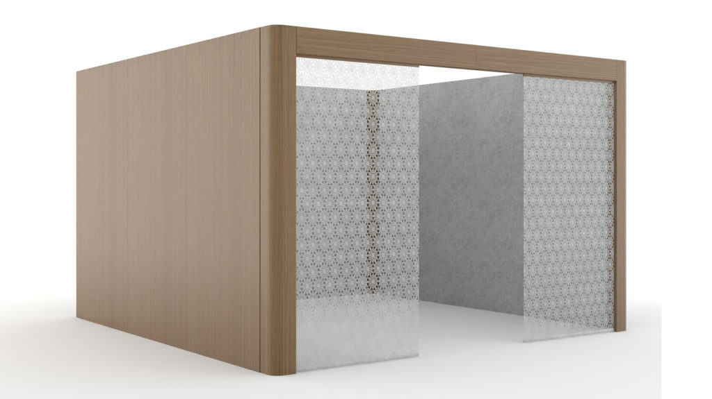 OFS Obeya Privacy Space rendering with glass doors
