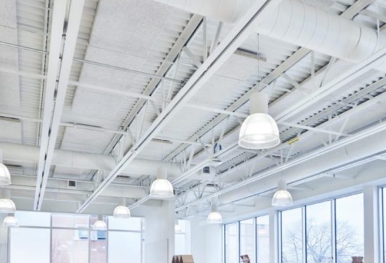 Armstrong Tectum ceiling panels in workspace white