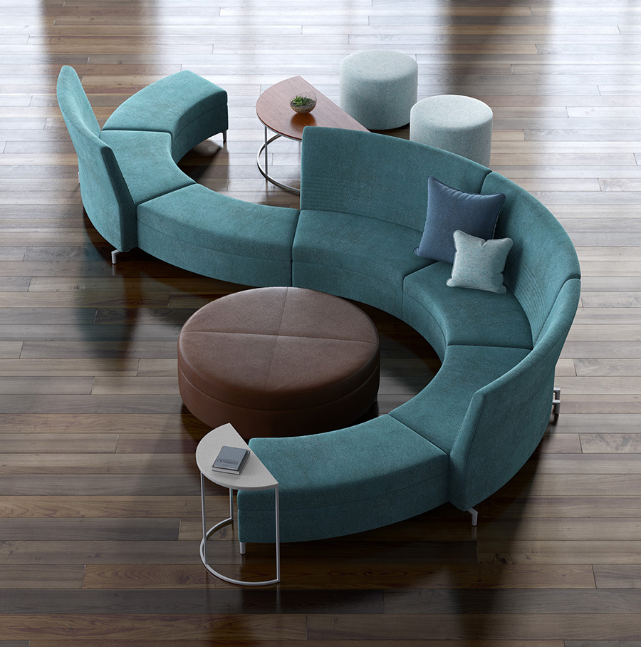 JSI Furniture Ziva modular lounges in blue-green