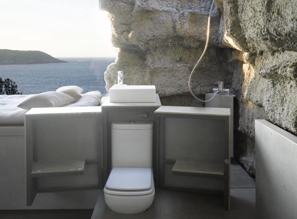 Truffle House bathroom with toilet and wash basin