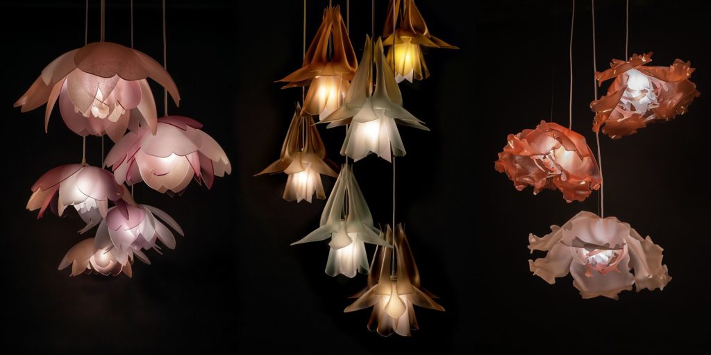 LightArt Botanicals pendant lamps three clusters of different lights in many colors