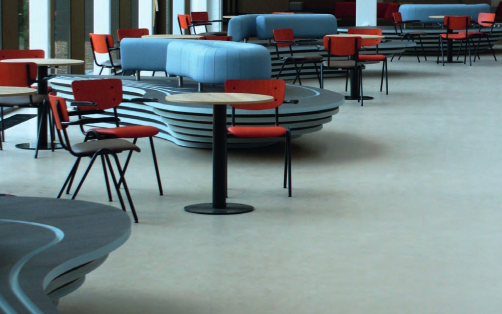 Corques Liquid Linoleum in Admiral De Ruyter Hospital gray floor may chairs around