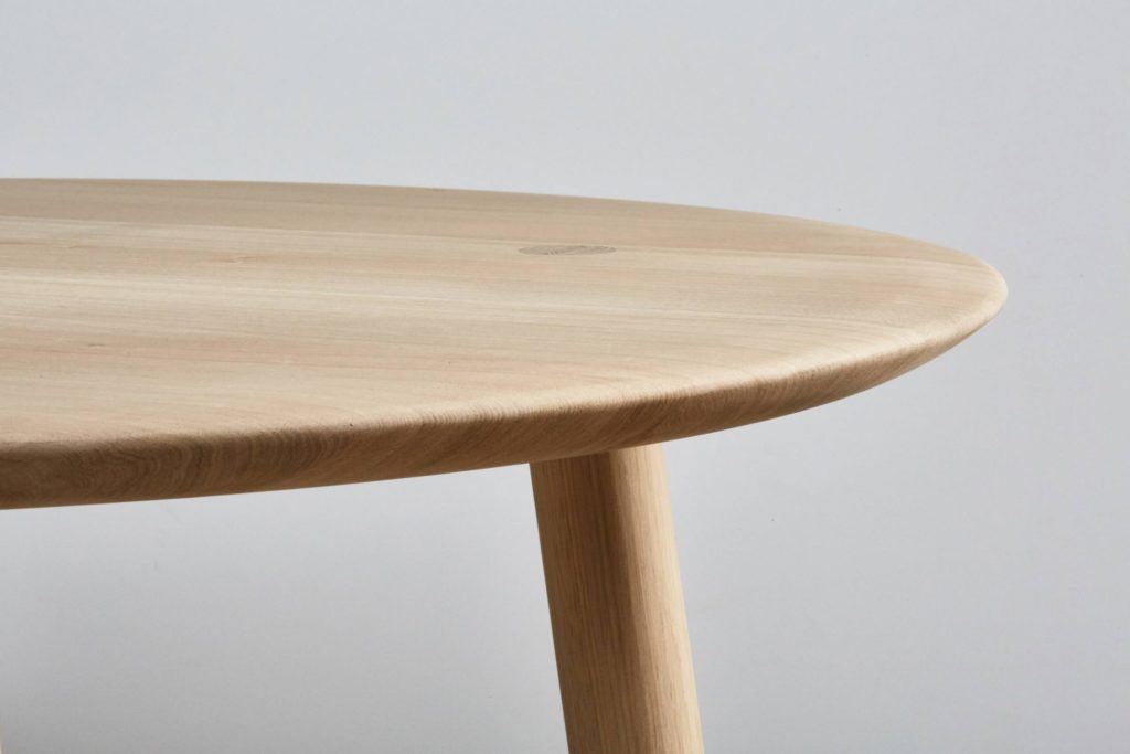 Benchmark Ovo Collection round table detail light oak