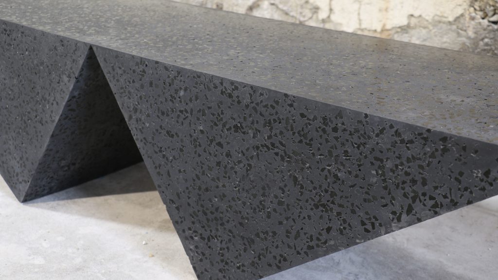 Zachary A. Black Terrazzo bench charcoal gray with black terrazzo 